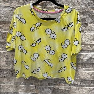 The Simpsons Yellow Graphic Eye Print Shirt, can be used as pyjama top size L